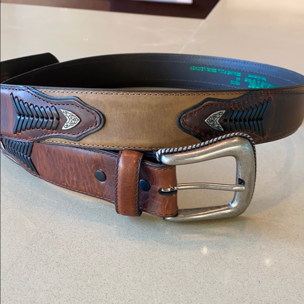 Resistol full grain leather belt with metal detail
